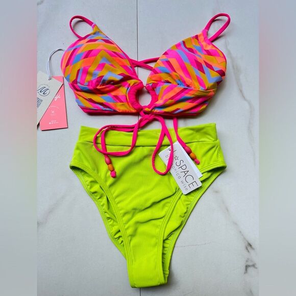 Nwt l*space maaji Barbie Anthropologie high waist keyhole bikini set - Picture 1 of 4
